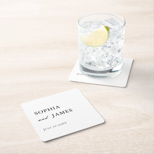 Elegante witte minimalistische bruiloft kartonnen onderzetters (Insitu)