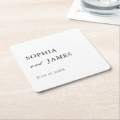 Elegante witte minimalistische bruiloft kartonnen onderzetters (Schuin)