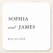 Elegante witte minimalistische bruiloft kartonnen onderzetters (Voorkant)