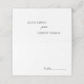 Elegante witte minimalistische bruiloft plaatskaartje (Buitenkant ongevouwen)