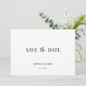 Elegante witte minimalistische bruiloft Save the D Date (Staand voorkant)