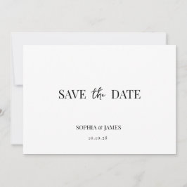 Elegante witte minimalistische bruiloft Save the D Date