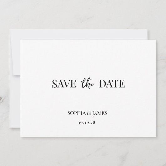 Elegante witte minimalistische bruiloft Save the D Save The Date (Voorkant)