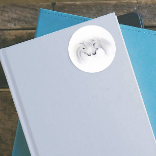 Elegante Witte Minimalistische Eenhoorn Paarden Ronde Sticker