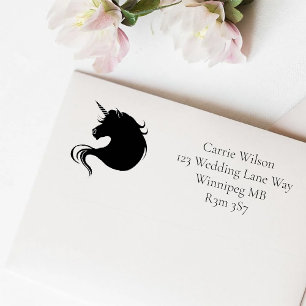 Elegante Witte Minimalistische Eenhoorn Paarden Zelfinktende Stempel