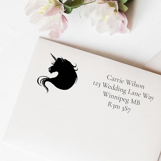 Elegante Witte Minimalistische Eenhoorn Paarden Zelfinktende Stempel