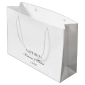 Elegante Witte Minimalistische Huwelijksscript Ges Groot Cadeauzakje (Achterkant Gekanteld)
