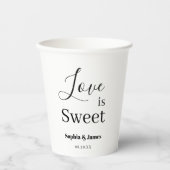 Elegante witte minimalistische liefde is zoete bru papieren bekers (Voorkant)