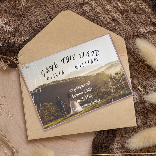 Elegante witte minimalistische lijnen Save the Dat Date