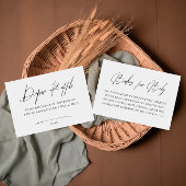 Elegante witte minimalistische luierkrabbel informatiekaartje