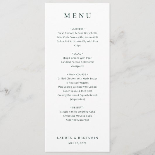 Elegante Witte Minimalistische Menu (Voorkant)