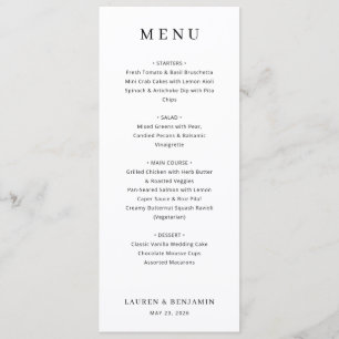 Elegante Witte Minimalistische Menu