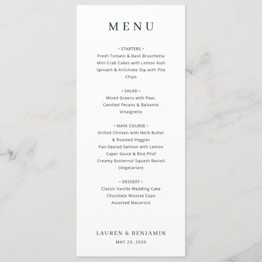 Elegante Witte Minimalistische Menu (Voorkant)