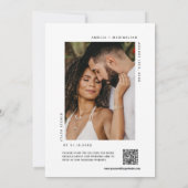 Elegante witte minimalistische QR-code trouwfoto Kaart (Achterkant)