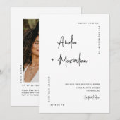 Elegante witte minimalistische QR-code trouwfoto Kaart (Voorkant / Achterkant)