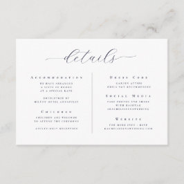 Elegante witte minimalistische script bruiloft det informatiekaartje