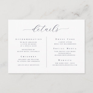 Elegante witte minimalistische script bruiloft det informatiekaartje