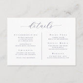 Elegante witte minimalistische script bruiloftdeta informatiekaartje (Voorkant)