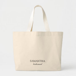 Elegante Witte Minimalistische Trouw Bruidsmeisje  Grote Tote Bag