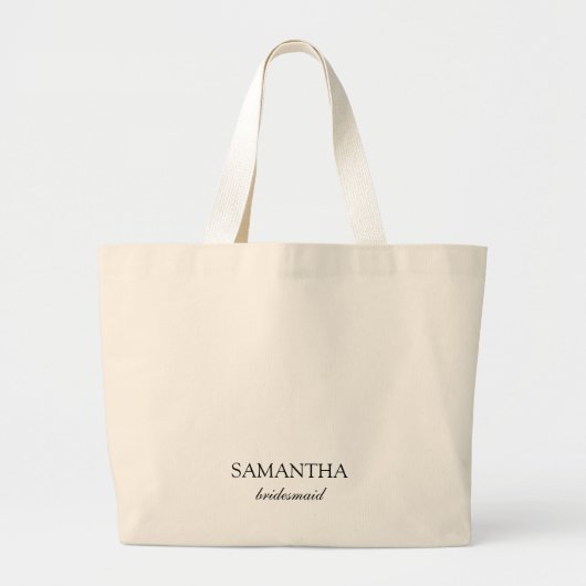 Elegante witte minimalistische trouw bruidsmeisje grote tote bag (Voorkant)