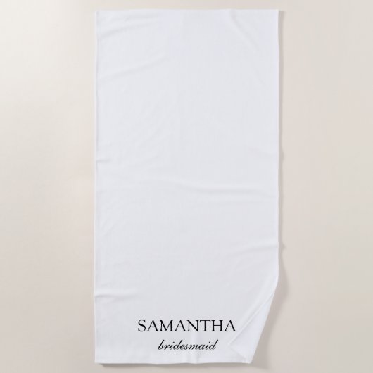 Elegante witte minimalistische trouw bruidsmeisje  strandlaken (Voorkant)