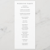 Elegante Witte Minimalistische Trouwceremonie Plan Programmakaart (Achterkant)