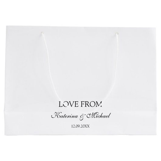 Elegante witte minimalistische trouwscript cadeau groot cadeauzakje (Achterkant)