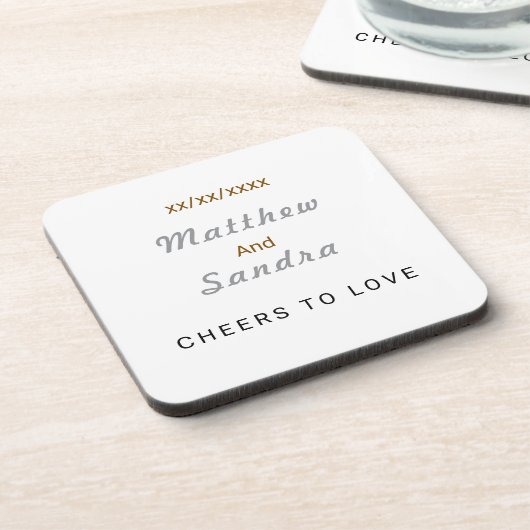 Elegante Witte Minimalistische Trouwtafel Drank Bier Onderzetter (Linkerzijde)