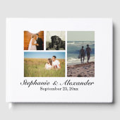 Elegante witte moderne 4 foto bruiloft of evenemen gastenboek (Voorkant)