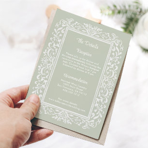Elegante Witte Moderne Vintage Sierlijst Informatiekaartje