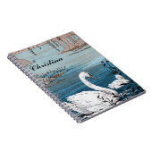  Elegante Witte Moeder Zwaan Baby in Lake Notitieboek (Rechterzijde)