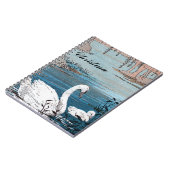  Elegante Witte Moeder Zwaan Baby in Lake Notitieboek (Linkerzijde)