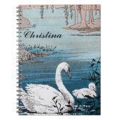 Elegante Witte Moeder Zwaan Baby in Lake Notitieboek (Voorkant)