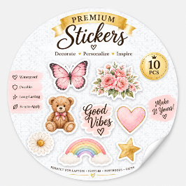 Elegante witte monogram huwelijkssticker ronde sticker