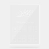 Elegante Witte Monogram Trouwstoel Grafiek Acryl Bord (Voorkant)