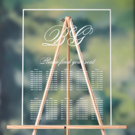 Elegante Witte Monogram Trouwstoel Grafiek Acryl Bord