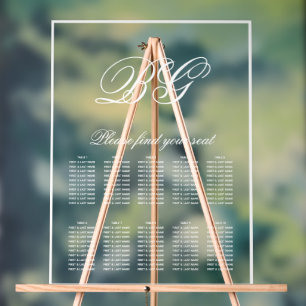 Elegante Witte Monogram Trouwstoel Grafiek Acryl Bord