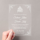 Elegante Witte Moslim Bruiloft Acryl Uitnodigingen (Insitu (Draagbaar))