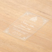 Elegante Witte Moslim Bruiloft Acryl Uitnodigingen (Laagn)