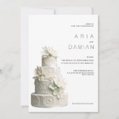 Elegante witte munt groene bloemencake Bruiloft Kaart (Voorkant)