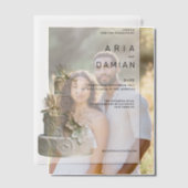 Elegante witte munt groene bloemencake Bruiloft Vellum Uitnodigingen (Offset (Koppel))