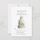 Elegante witte munt groene bloemencake RSVP Kaart (Voorkant)