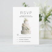 Elegante witte munt groene bloemencake RSVP Kaart (Staand voorkant)