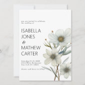 Elegante witte munt groene lente bloem bruiloft kaart (Voorkant)