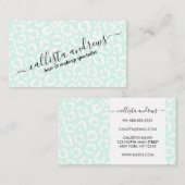 Elegante Witte Munt Luipaard Cheetah Dierenprint Visitekaartje (Voorkant / Achterkant)