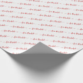 Elegante witte naamtag Cursief kerstscript Cadeaupapier (Hoek)