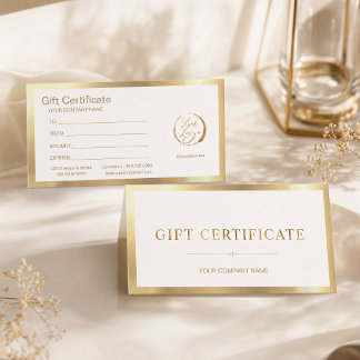 Elegante witte & namaak goud folie cadeaubon