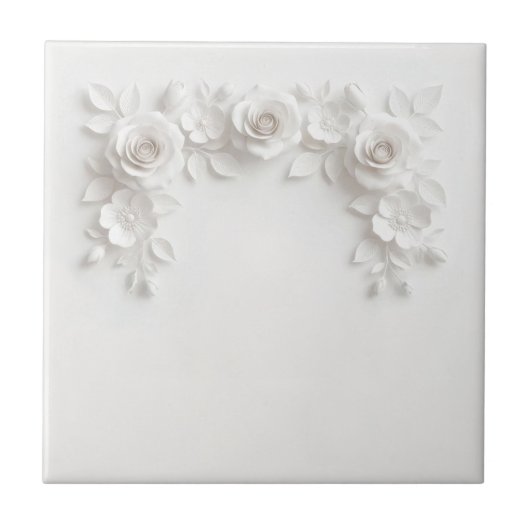 Elegante witte namaak reliëfrozen tegeltje (Voorkant)