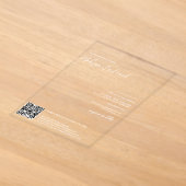 Elegante witte namen calligrafie Qr code bruiloft Acryl Uitnodigingen (Laagn)