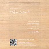 Elegante witte namen calligrafie Qr code bruiloft Acryl Uitnodigingen (Voorkant)